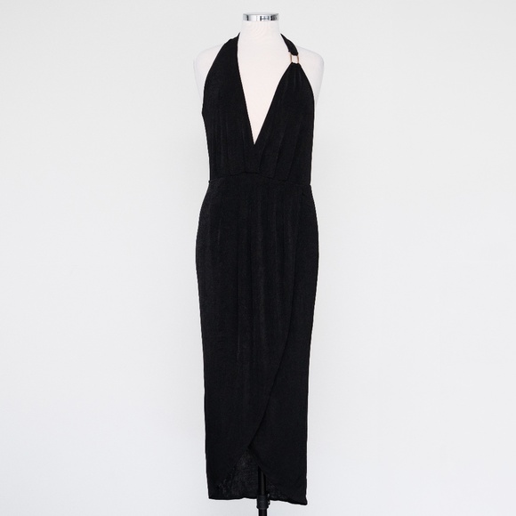 bebe - Halter Ruched Midi Dress - Picture 2 of 13
